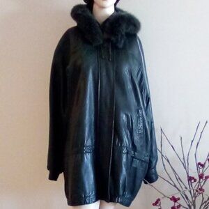 Jez  Slouchy Parka With Detachable Fox Fur Hood Size 11 Large * Flaws*